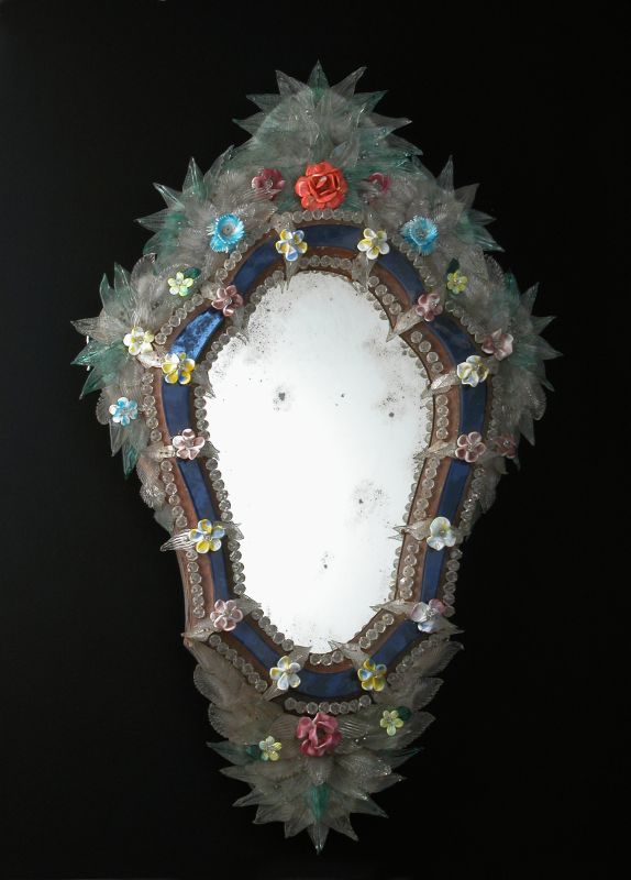 Venetian Mirror with Colourful Murano Glass Detail