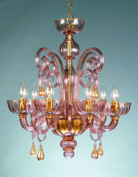Amethyst and gold Murano Glass Chandelier
