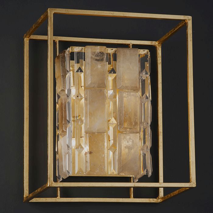 Modern industrial wall light with rock crystal
