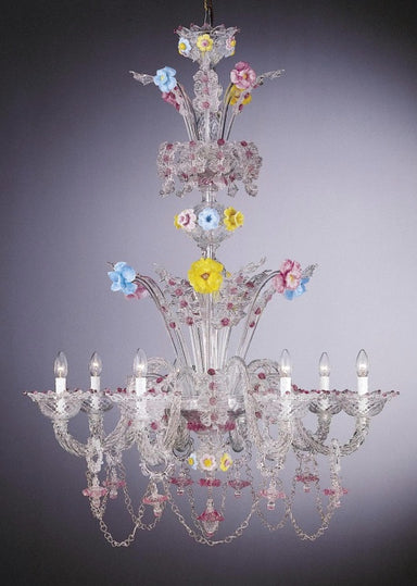 Murano chandelier with pretty coloured flowersChandelier