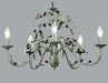 Green Metal Five Lamp Chandelier with Olive Design