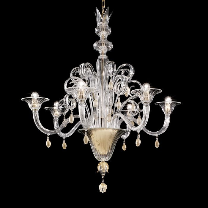 The Vittoriale large Murano glass chandelier from Venini
