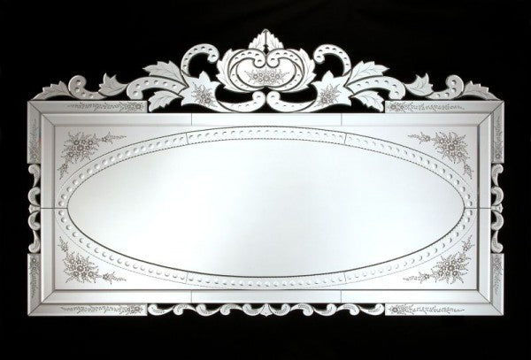 Large rectangular Venetian wall mirror with bevelled edges