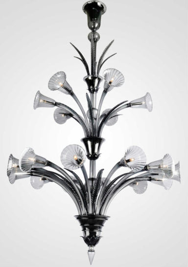 Venini steel grey glass chandelier