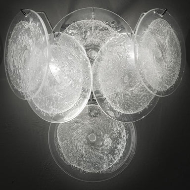 Sputnik disc wall light with bubbled Murano glass