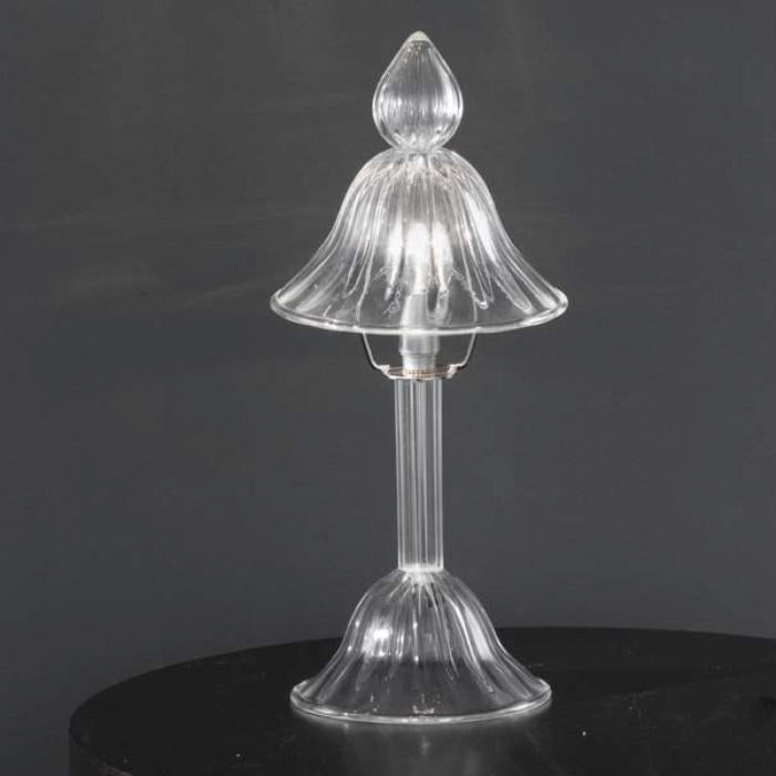 Transparent Italian glass table lamp in the Venetian style