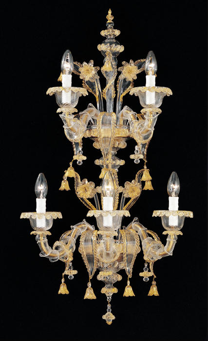 Murano clear glass & gold wall sconce in the Rezzonico style