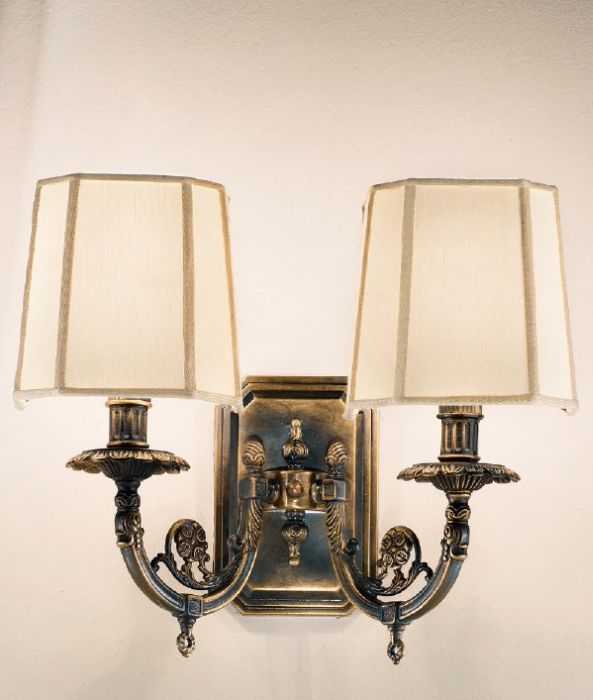 Traditional Wall Sconce with Ivory Shades