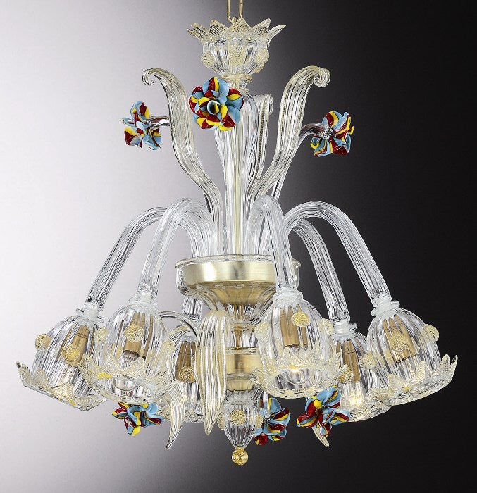 Murano glass crystal chandelier with flowers