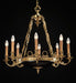 8 light French gold chandelier with painted bowl