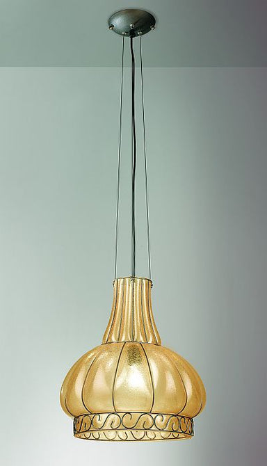 Handmade 'antiqued' amber Murano glass ceiling lantern