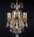 12 Light gold chandelier with amethyst & crystal pendants