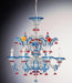 Blue, red and yellow 6 light Murano glass chandelier