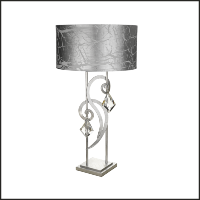 Silver floor lamp with Bohemia crystal and silver shade