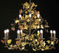 Modern rustic chandelier in earth tones with crystal flowers