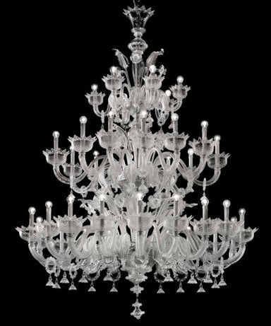 Large Clear Murano Glass 3 Tier Custom Chandelier