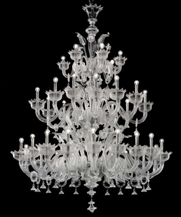 Large clear Murano glass 3 tier custom chandelier