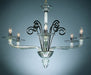 Clear and black Murano glass 5 light art deco chandelier