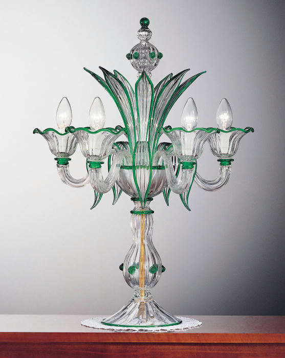 Emerald green Murano glass flambeau light