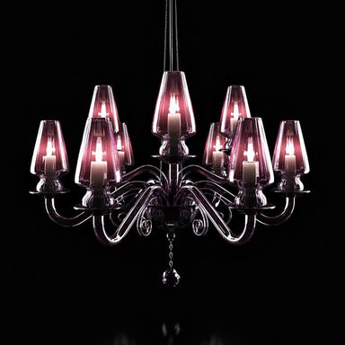 Dramatic purple Italian glass chandelier with Swarovski pendant