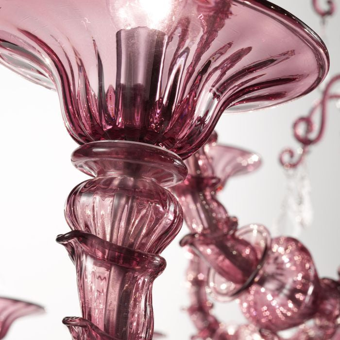 24 light amethyst Murano glass Rezzonico-style chandelier