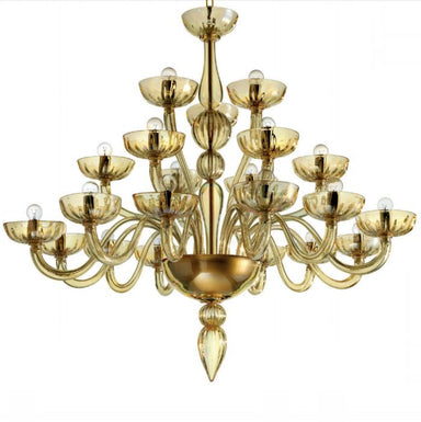Elegant modern amber glass chandelier with custom colour options