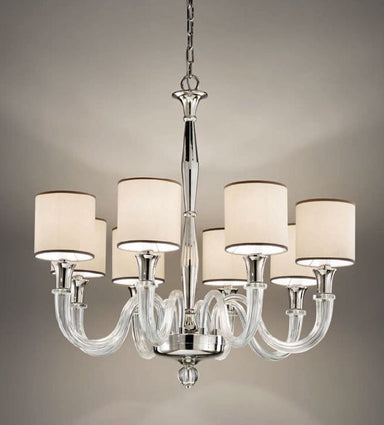 Customizable Italian chandelier with glass-covered arms