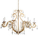 8 Lamp Gold Metal Chandelier with Glass Crystals