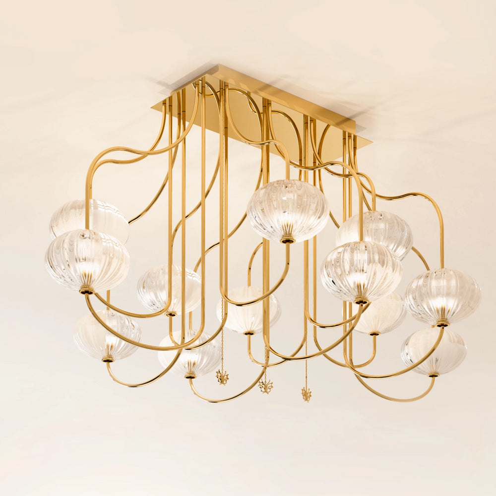 Beautiful Ceiling Light with Murano Glass Shades by Beby