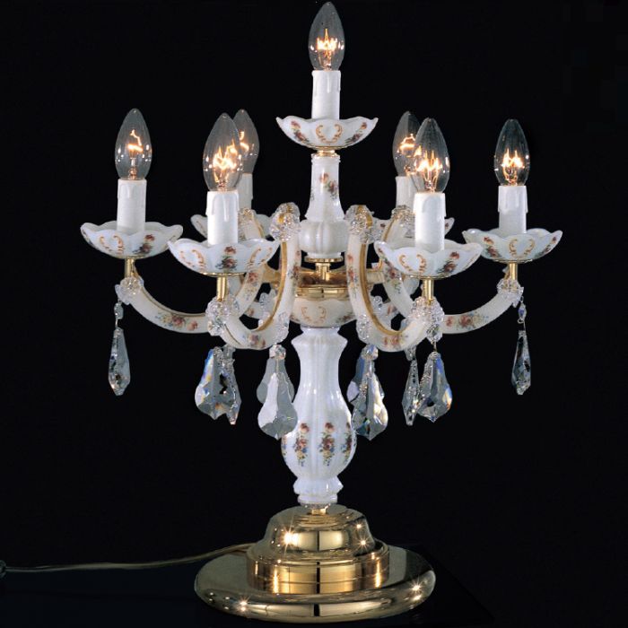 Opaline glass & crystal 6 light Maria Theresa chandelier