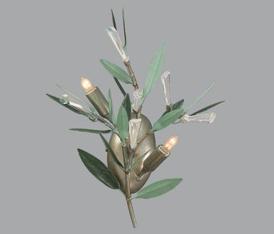 Silver Metal Wall Light with Leaf & Olive Design