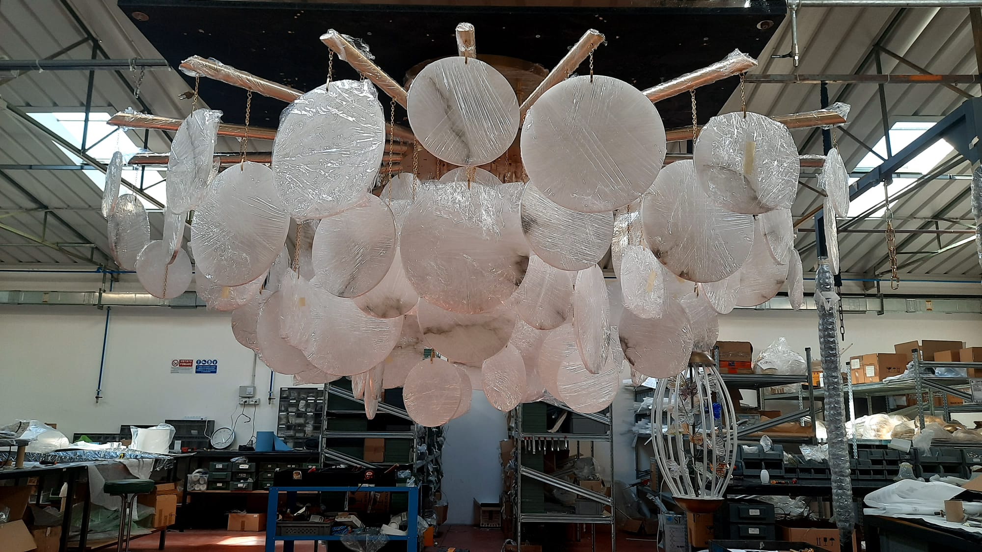 Italian White Alabaster Ceiling Chandelier