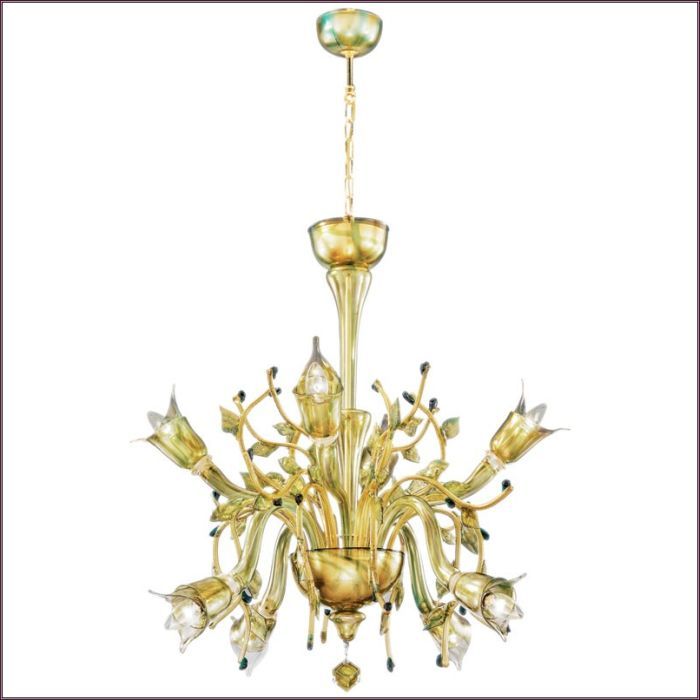 Terra amber and green Murano chandelier from De Majo