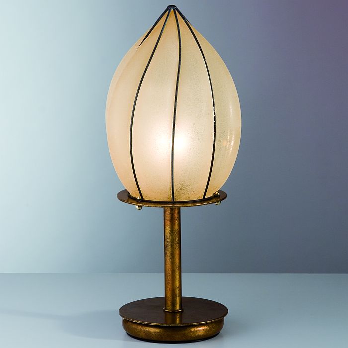 Murano table light with amber scavo glass diffuser