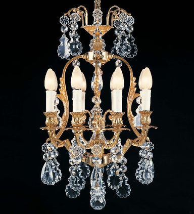 8 Light French Gold Chandelier with Bohemian Crystals