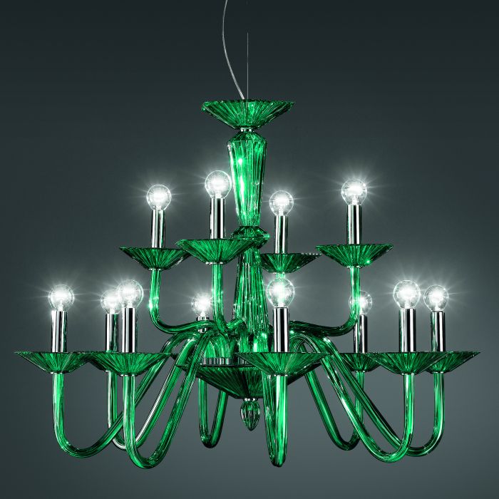 Italamp glass chandelier in 3 sizes & 4 colours