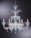 Murano glass chandelier with pink and blue details