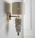 Chic wall light with majolica curls and silk linen shade
