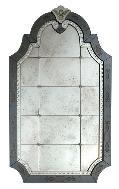 Stunning Tall Hand-Engraved Venetian Wall Mirror