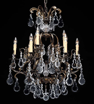 9 Light French Gold Chandelier with Bohemian Crystals