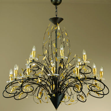 18 Light black and gold Italian chandelier