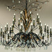 36 light Italian iron chandelier with glass droplets