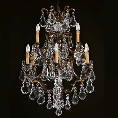 Gold oxide chandelier with Bohemian crystals