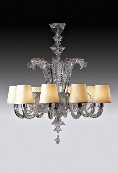 Murano glass chandelier with White Shades