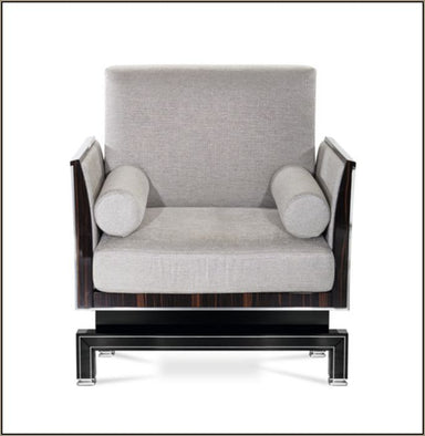 Luxurious black-framed armchair in the art deco style
