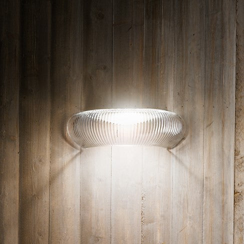 Modern Murano Clear Glass Ribbed Wall Light