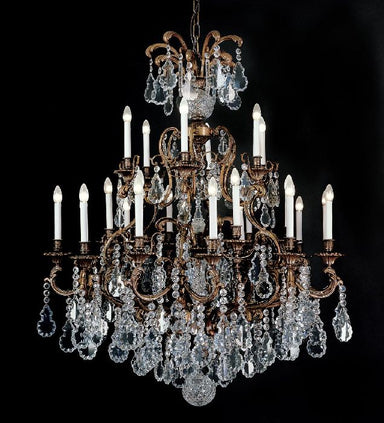 24 Light Brass Chandelier with Bohemian Crystals