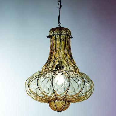 Amber Murano glass lantern with baloton finish