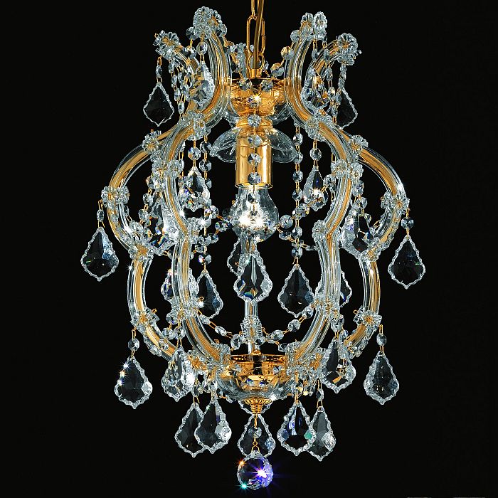 Cut Crystal Ceiling Pendant with gold-plated frame