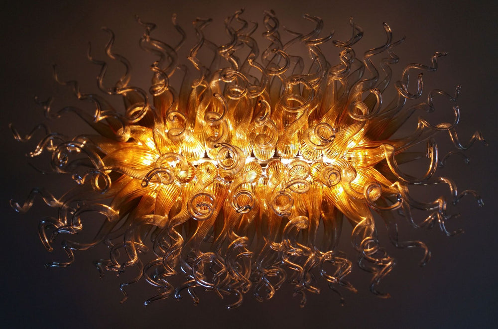Bespoke Gold And Clear Murano Glass Art Chandelier